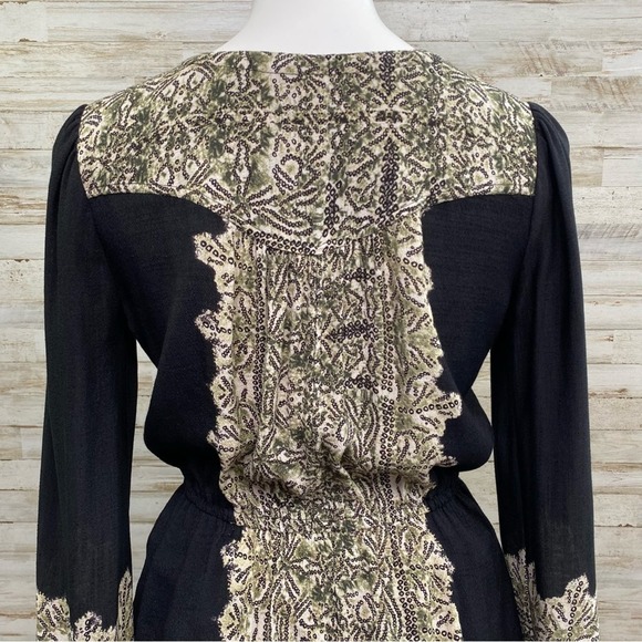 Free People Wildest Moments Tunic Top Womens Size XS Black Olive Lace Up Tassel - Picture 13 of 15